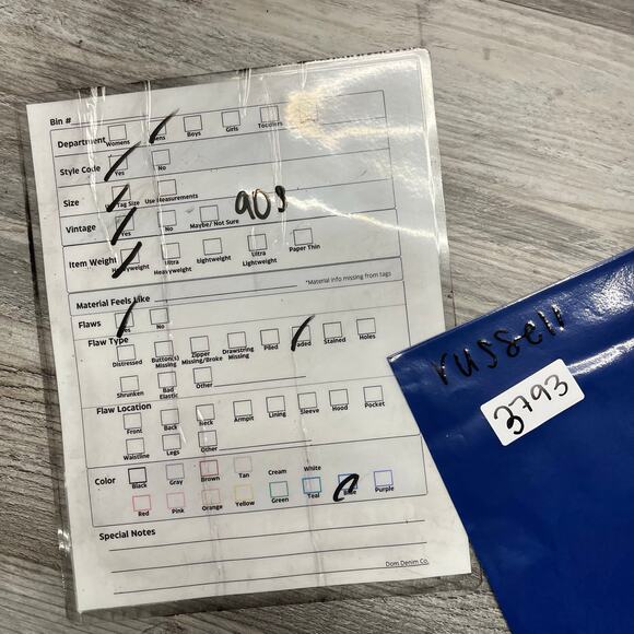 2000s Russell Athletic Dark Blue Mens L Tall Blank Pullover Crewneck Sweatshirt - Picture 8 of 8